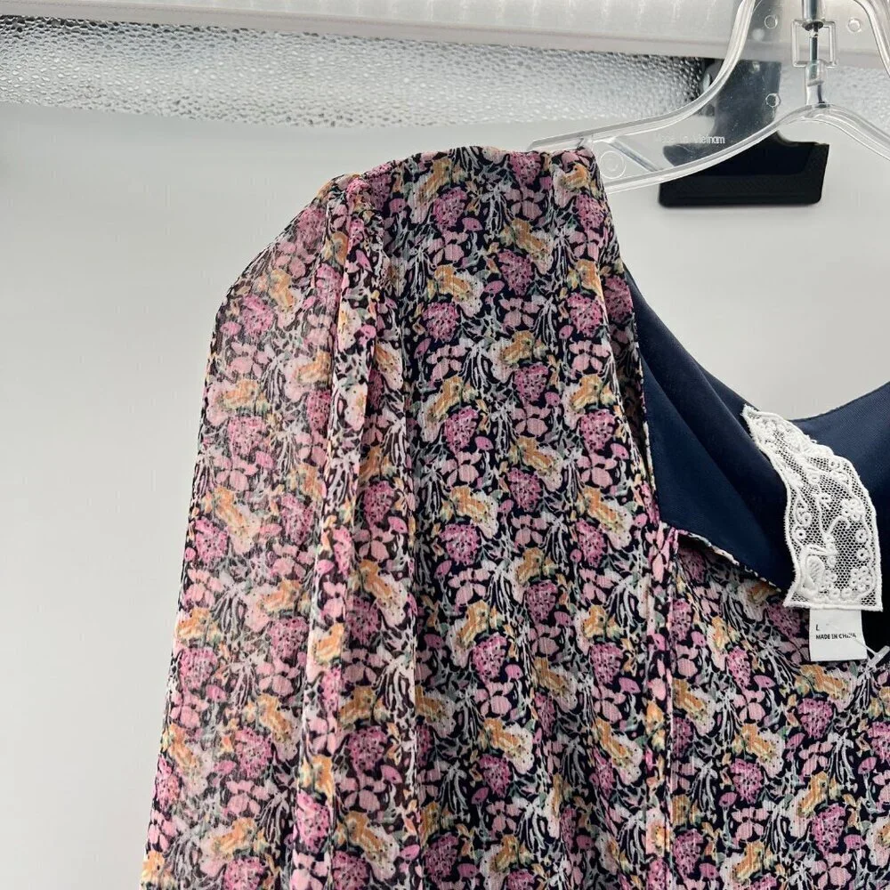 Sadie & Sage Women's Floral A-Line Dress Long Sleeve Size Large Above Knee - Picture 5 of 9